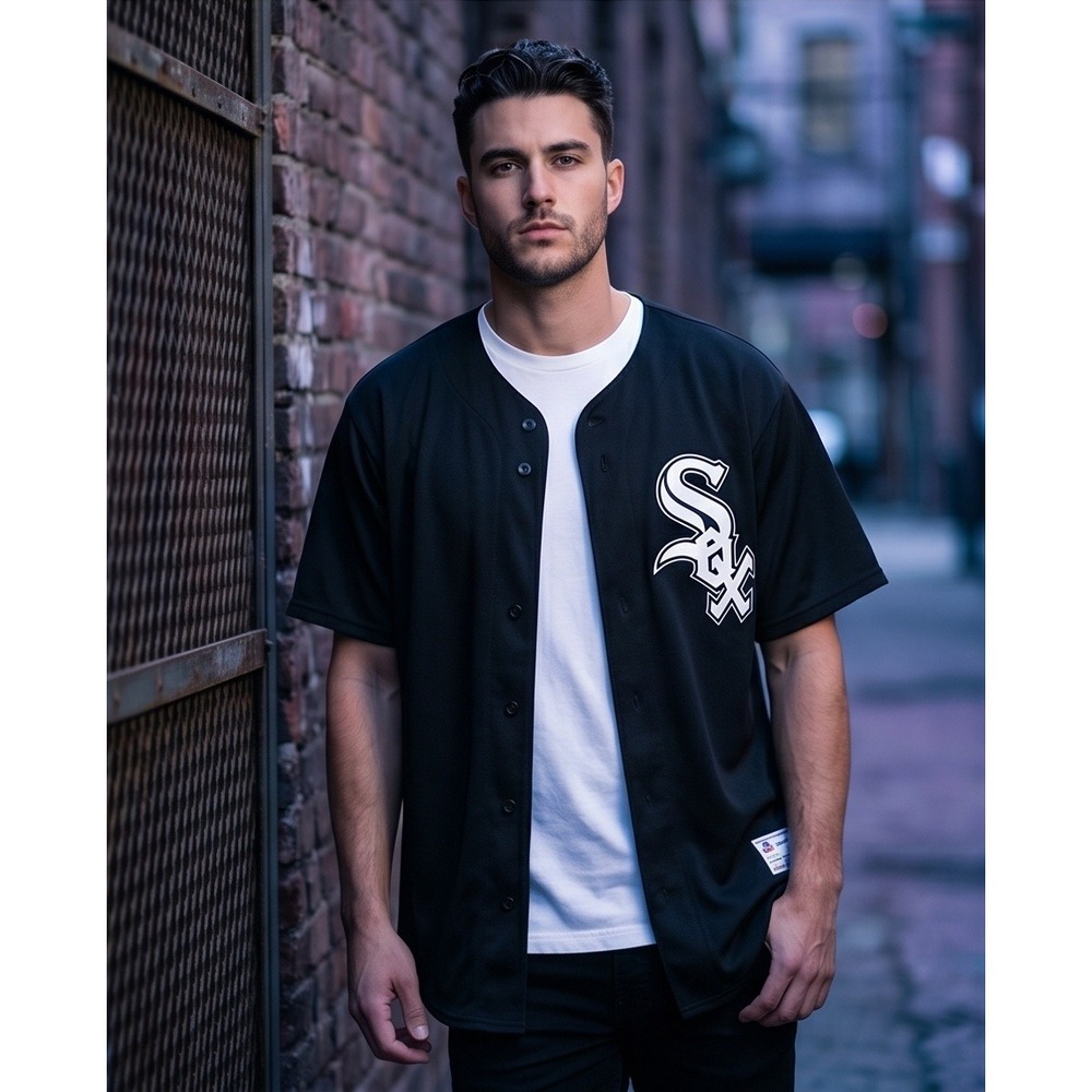 Vintage 1991 Chicago White‎ Sox MLB Baseball Jersey Artex XL Black Single Stitch